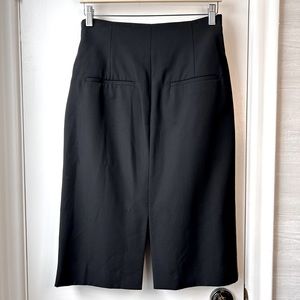 MO&Co Wool Centre Slit Midi Skirt w/Two Buckle Belt Detail Black